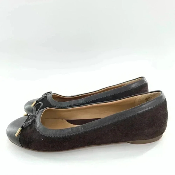 Lands end ballet flats size 8 38 chocolate brown suede bow round toe balletcore - Picture 5 of 13